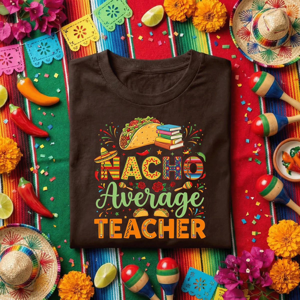 Nacho Average Teacher Shirt Cinco de Mayo, Funny Teacher Taco Fiesta T Shirt, Mexican Food Teacher Appreciation Gift Tee