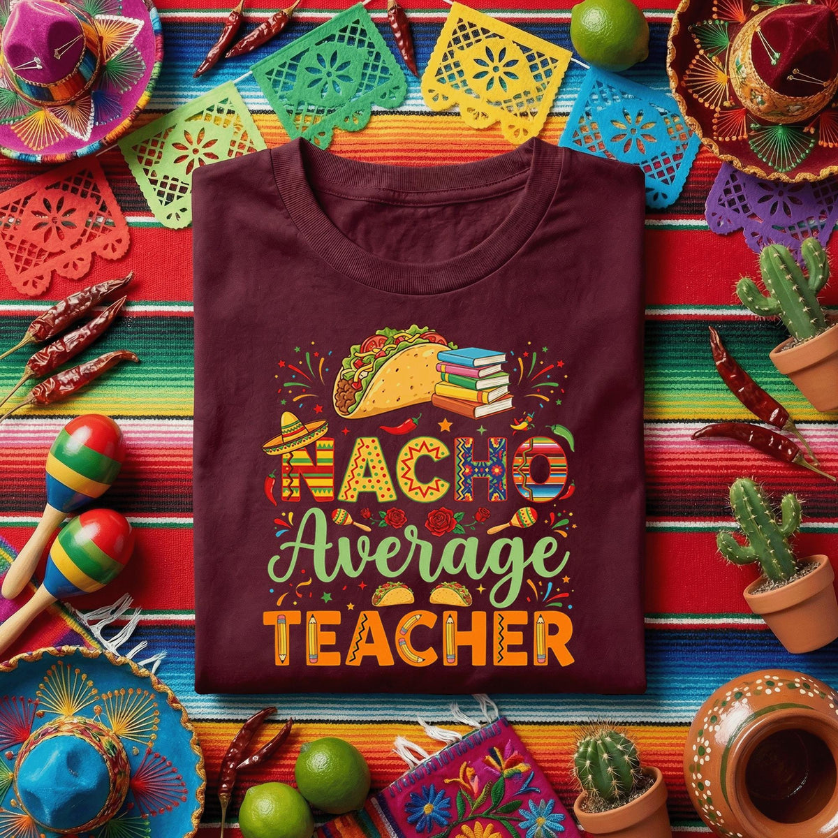 Nacho Average Teacher Shirt Cinco de Mayo, Funny Teacher Taco Fiesta T Shirt, Mexican Food Teacher Appreciation Gift Tee
