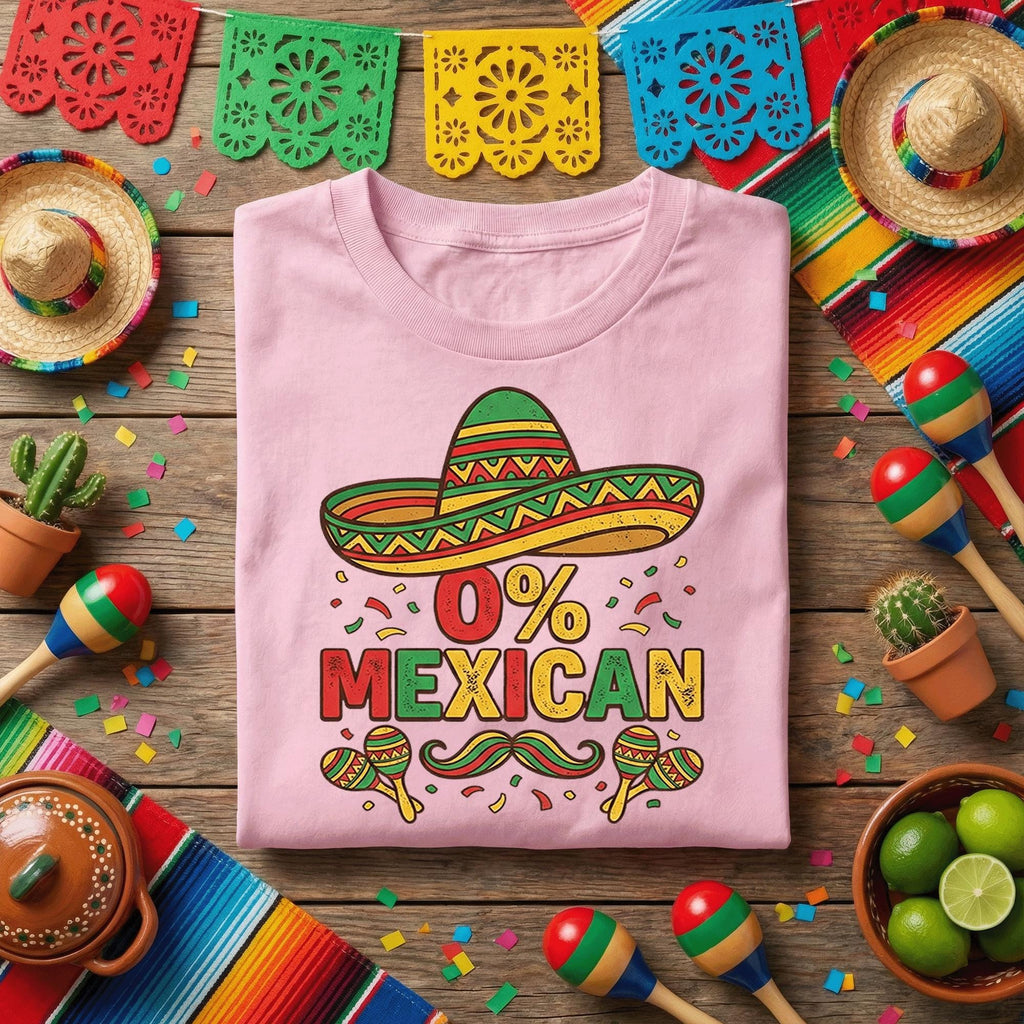0 Percent Mexican Funny Cinco de Mayo Shirt, Sombrero Fiesta Party T Shirt, Mexican Humor Tee, Fiesta Celebration Gift