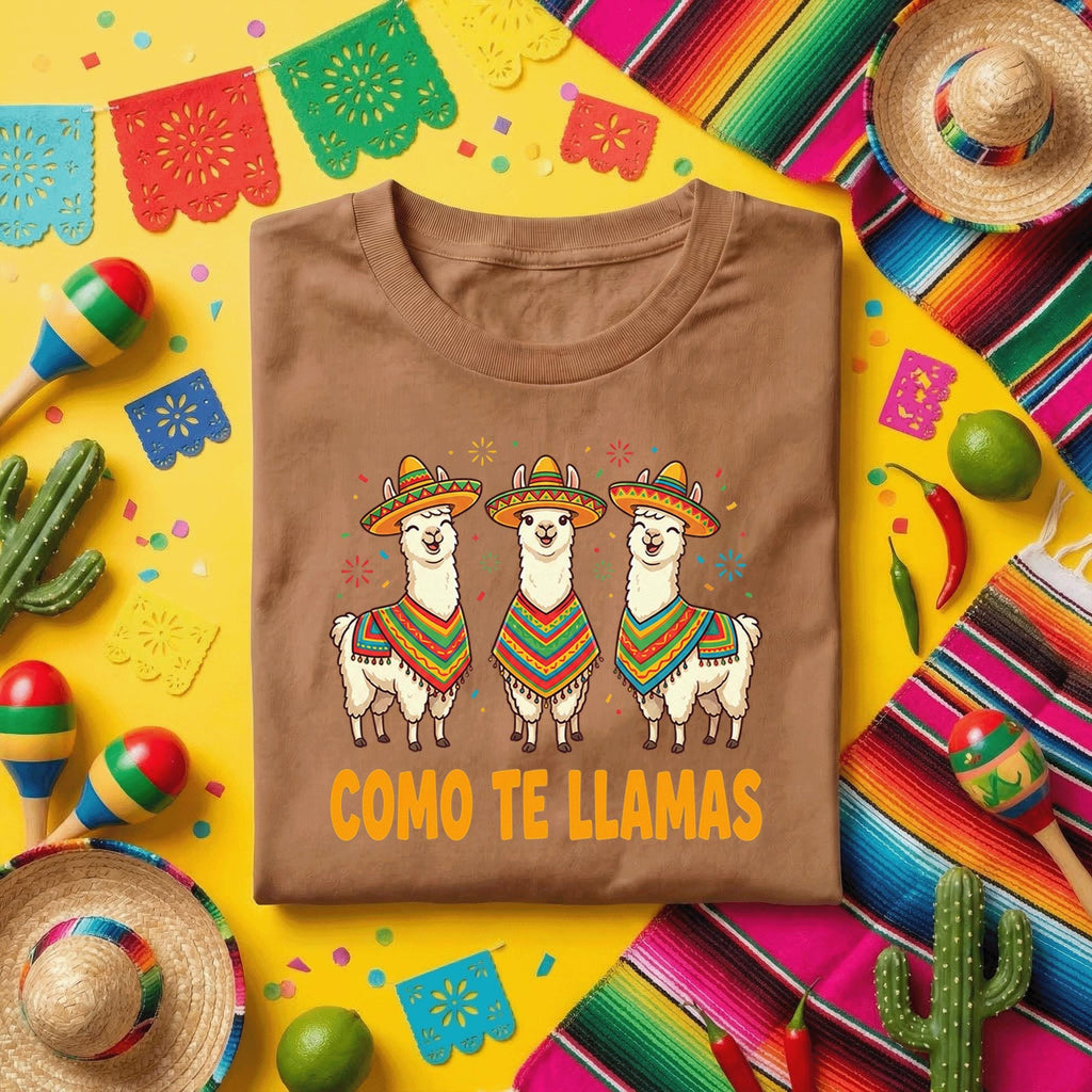 Como Te Llamas Llama Shirt Funny Cinco de Mayo Llama T Shirt, Cute Sombrero Llama Fiesta Tee Mexican Party Gift