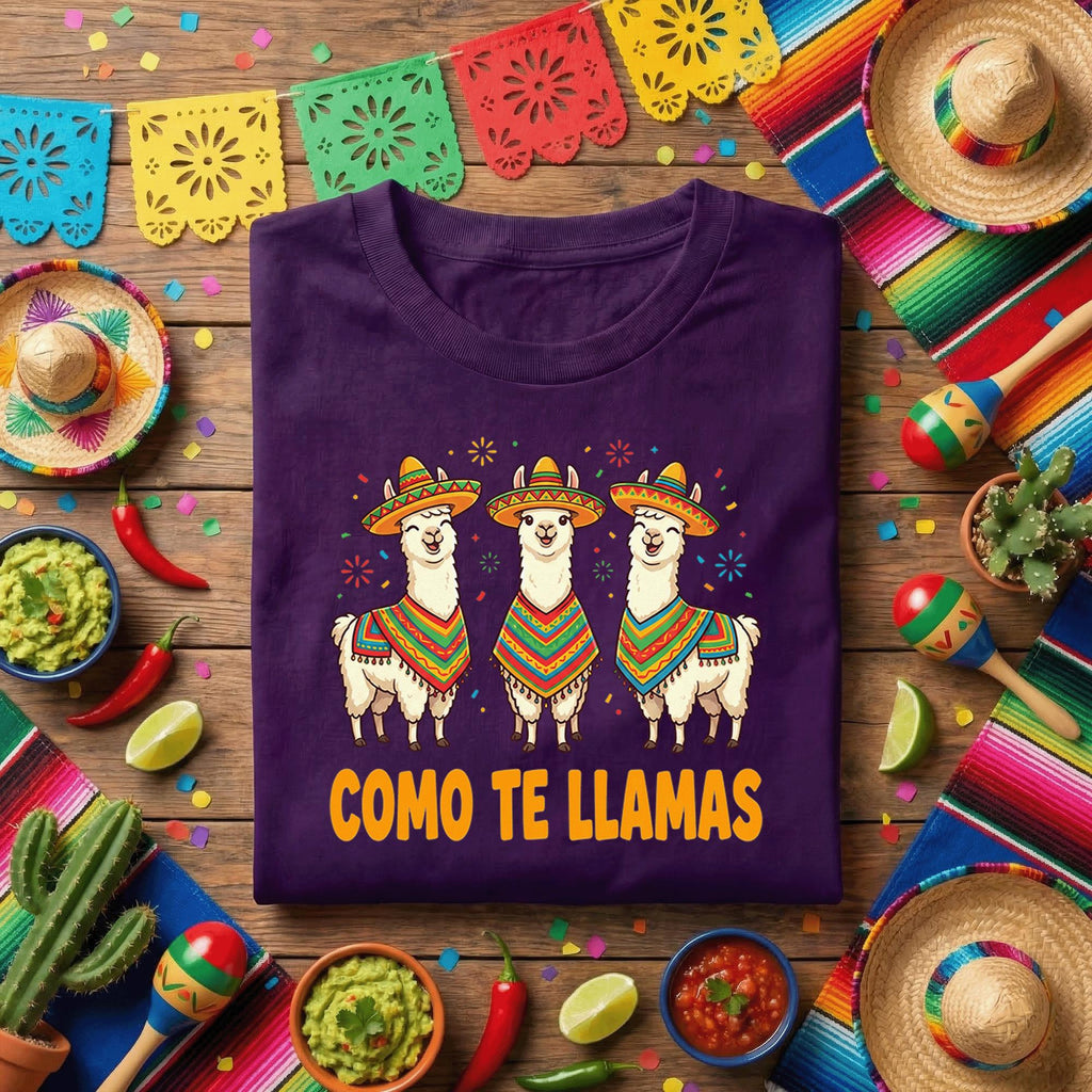 Como Te Llamas Llama Shirt Funny Cinco de Mayo Llama T Shirt, Cute Sombrero Llama Fiesta Tee Mexican Party Gift