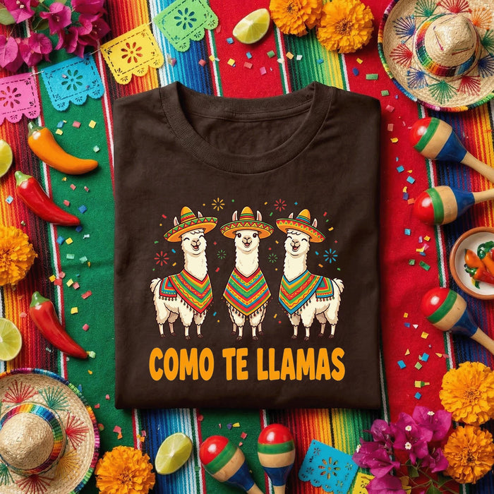 Como Te Llamas Llama Shirt Funny Cinco de Mayo Llama T Shirt, Cute Sombrero Llama Fiesta Tee Mexican Party Gift