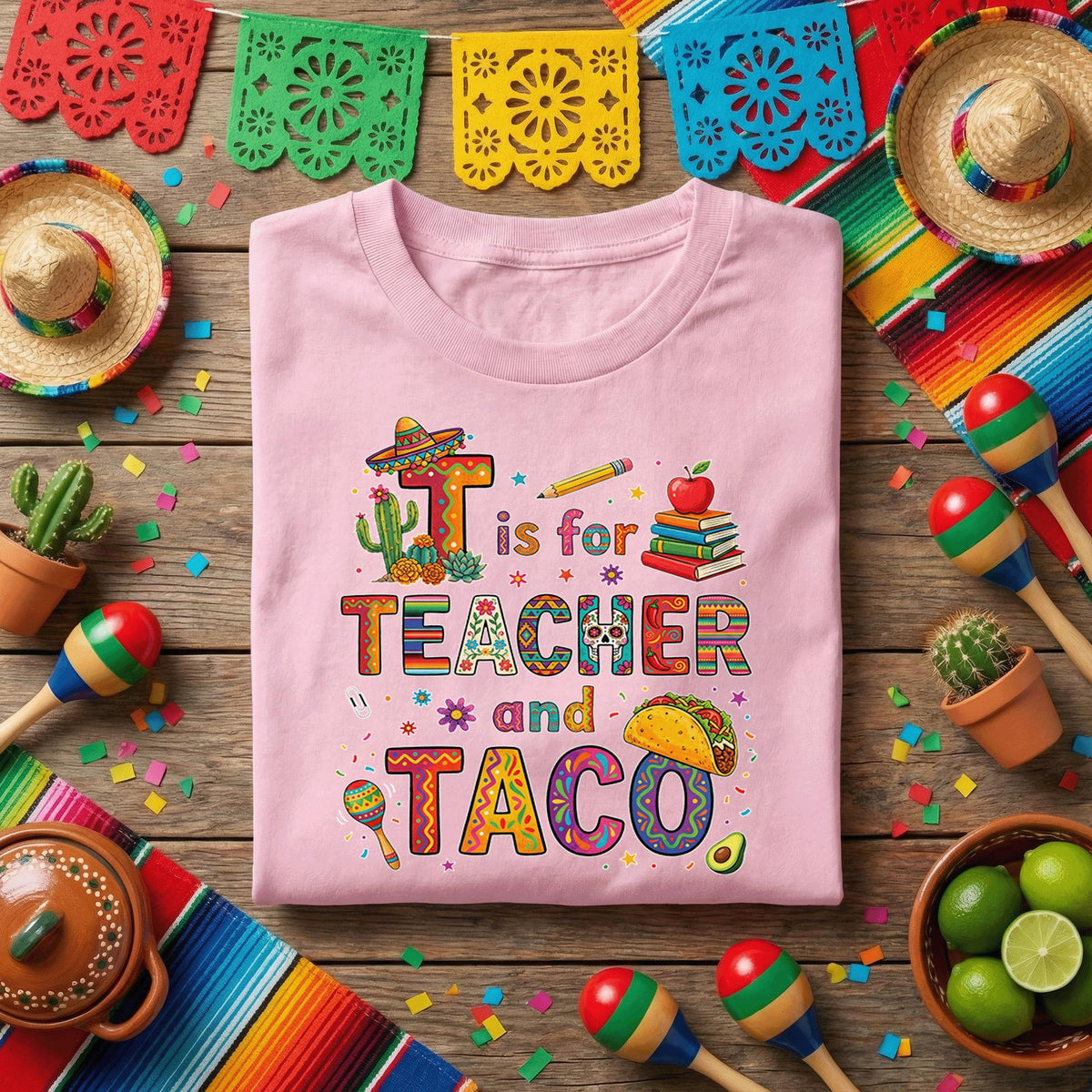 T Is for Teacher and Taco Shirt Funny Teacher Taco T Shirt, Cinco de Mayo Teacher Appreciation Tee, Taco Loving Teacher Gift