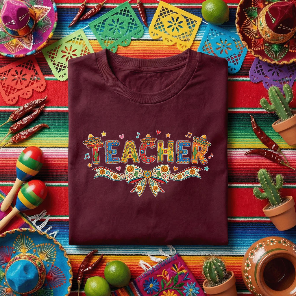 Teacher Fiesta Shirt Colorful Teacher Appreciation T Shirt, Cinco de Mayo Teacher Gift, Festive Classroom Teacher Tee
