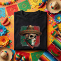 Mexican Skull Bandana Shirt Cinco De Mayo Sugar Skull Tee, Mexican Flag Skull Sombrero Shirt