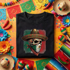 Mexican Skull Bandana Shirt Cinco De Mayo Sugar Skull Tee, Mexican Flag Skull Sombrero Shirt