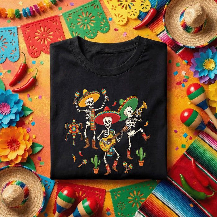 Cinco De Mayo Dancing Skeleton Shirt Funny Mariachi Skeleton Fiesta Tee, Day of the Dead Music Skeleton Shirt