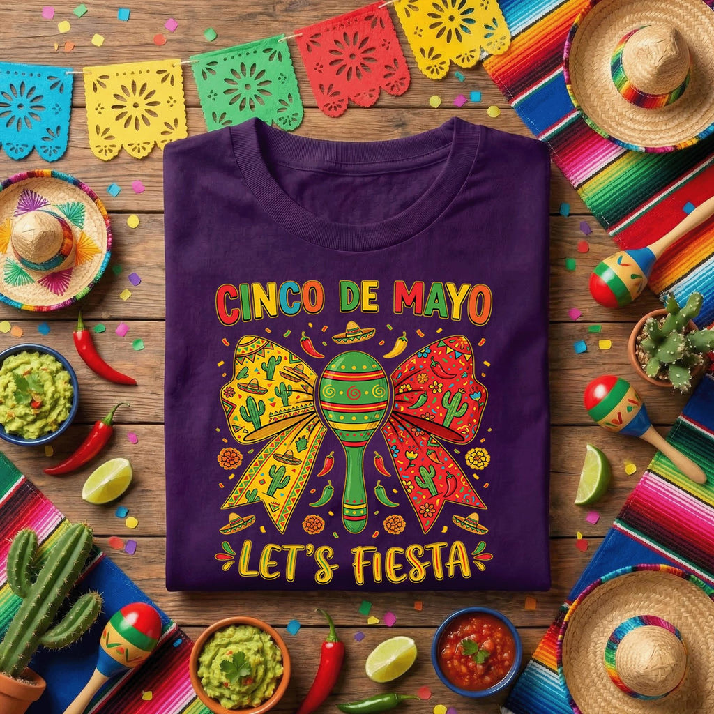 Cinco De Mayo Lets Fiesta Shirt Funny Mexican Fiesta Maracas Tee, Colorful Sombrero Party Shirt, Cinco De Mayo Celebration Tee