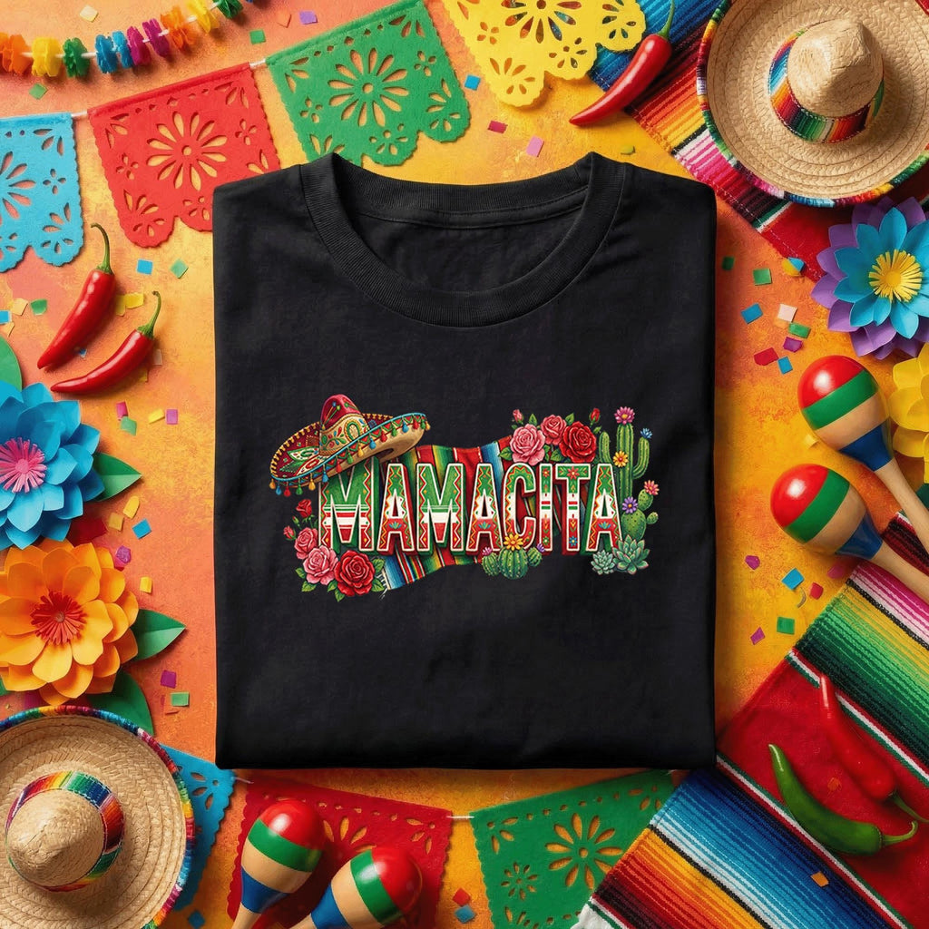 Mamachita Cinco De Mayo Shirt Funny Mexican Fiesta Mom Tee, Sombrero Cactus Floral Fiesta Shirt