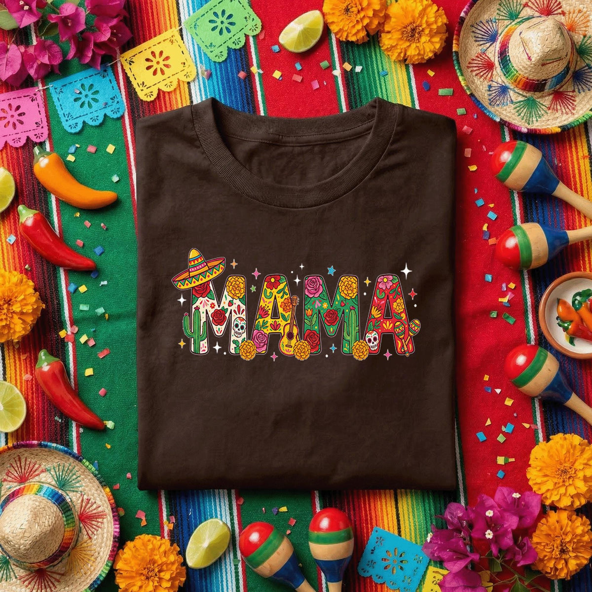 Mama Cinco De Mayo Shirt Mexican Fiesta Mama Tee, Floral Sugar Skull Cactus Mama Shirt, Cute Mexican Fiesta Mom Tee