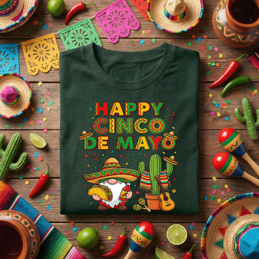 Happy Cinco De Mayo Gnome Shirt Funny Mexican Fiesta Gnome Tee, Taco Sombrero Cactus Party Shirt, Cinco De Mayo Celebration Tee