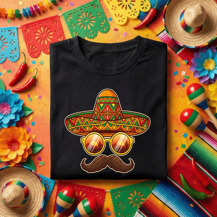 Cinco De Mayo Sombrero Mustache Shirt Funny Mexican Fiesta Sunglasses Tee, Cool Mexican Party Hat Shirt