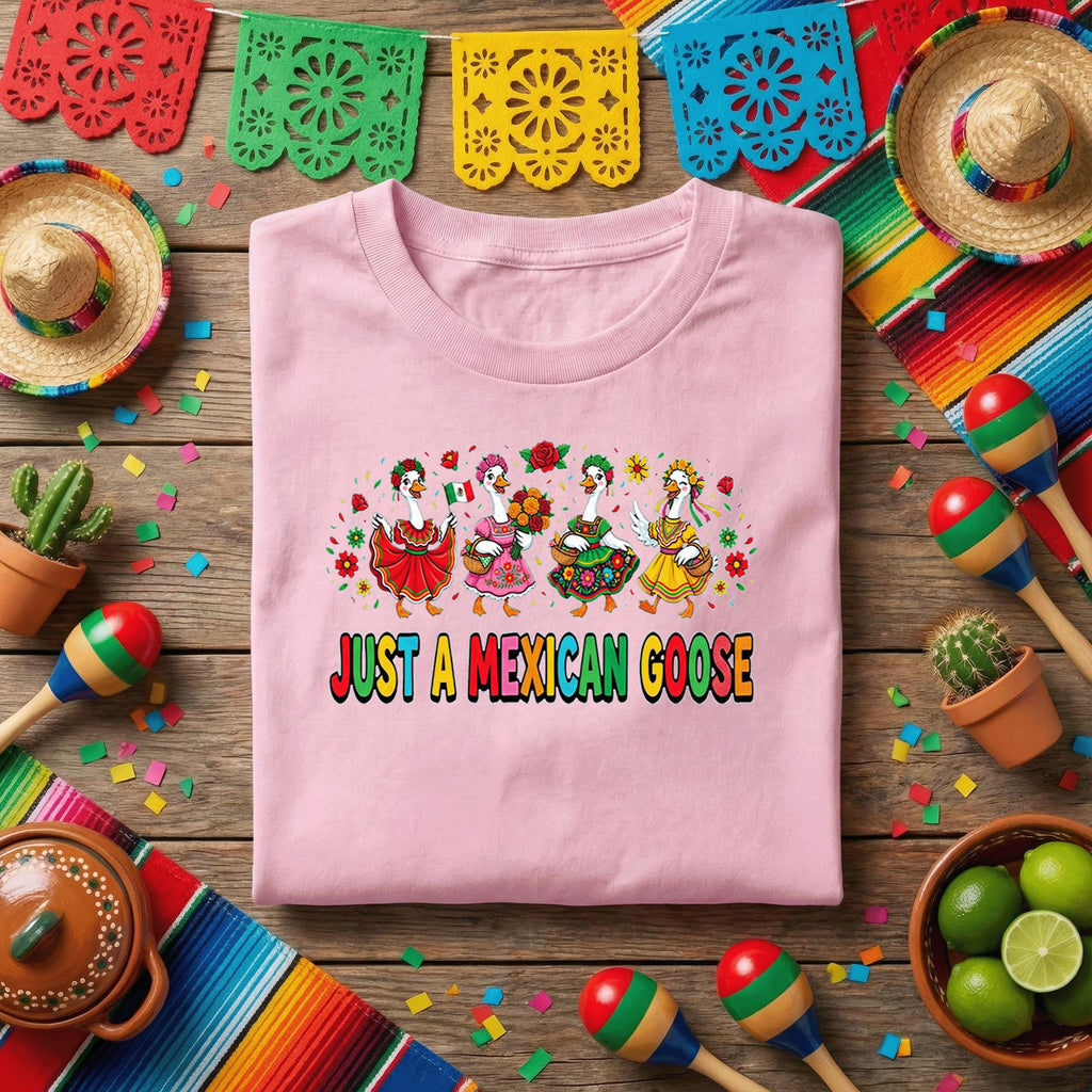 Just A Mexican Goose Shirt Funny Cinco De Mayo Goose Tee, Mexican Fiesta Dancing Geese Shirt, Colorful Cinco De Mayo Party Tee