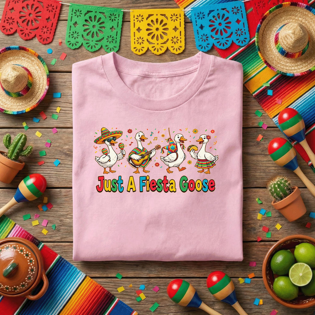Just A Fiesta Goose Shirt Funny Cinco De Mayo Goose Tee, Mexican Fiesta Dancing Goose Shirt, Cute Taco Party Goose Tee