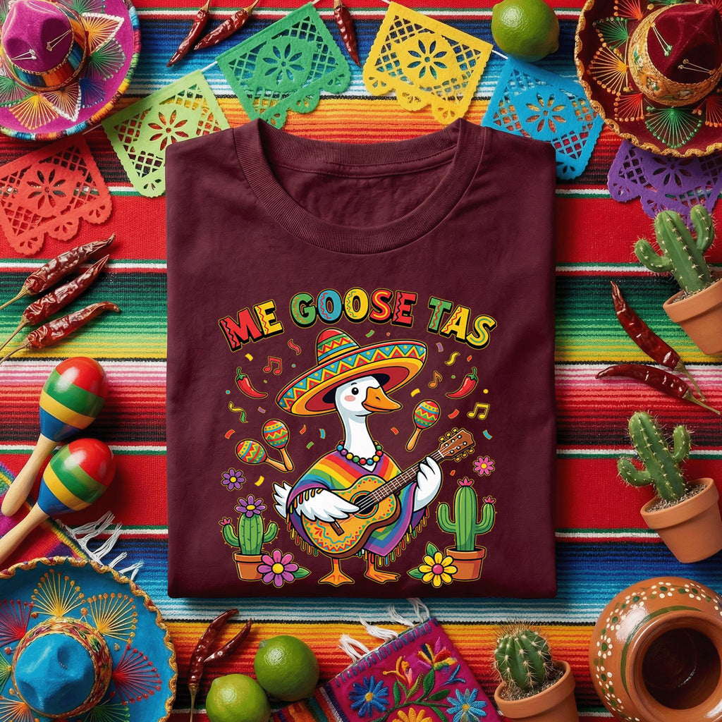 Me Goose Tas Shirt Funny Cinco De Mayo Goose Tee, Mexican Fiesta Mariachi Goose Guitar Shirt, Cute Taco Fiesta Party Tee