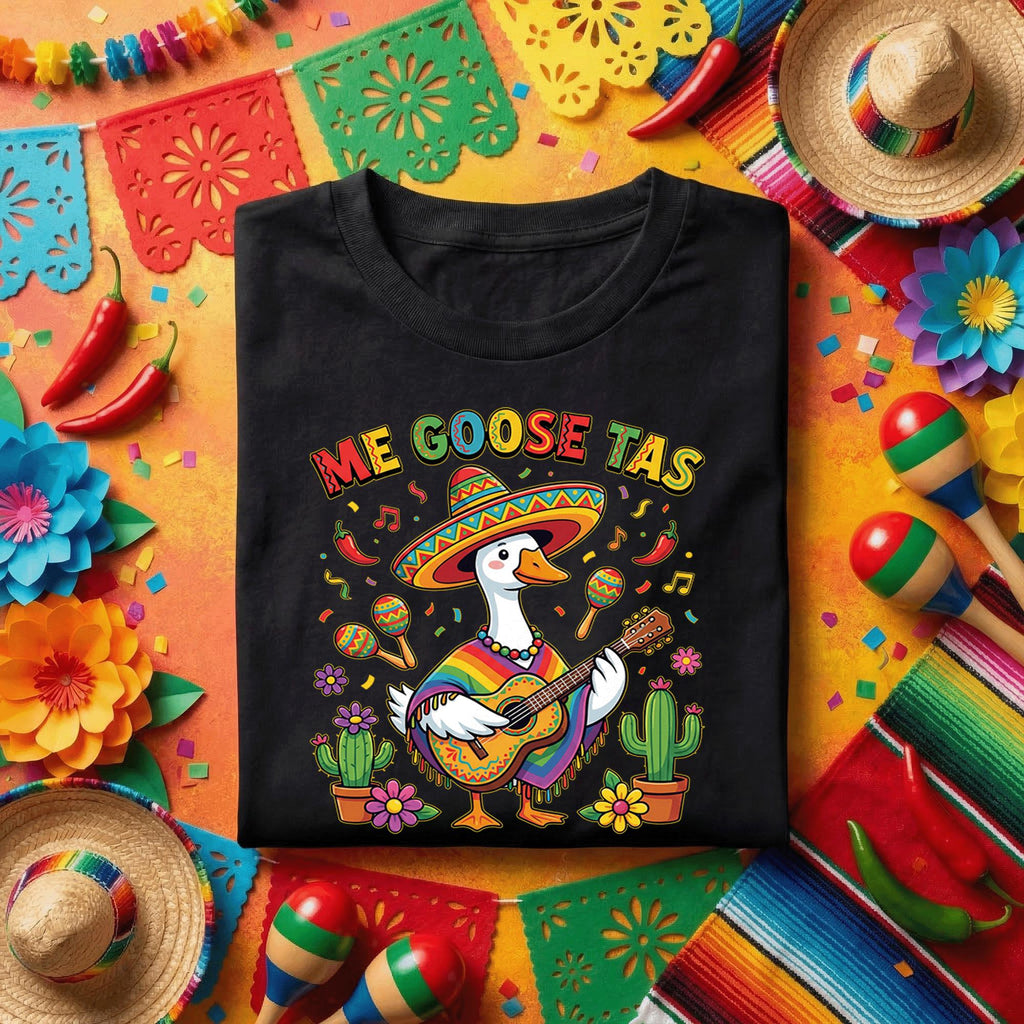 Me Goose Tas Shirt Funny Cinco De Mayo Goose Tee, Mexican Fiesta Mariachi Goose Guitar Shirt