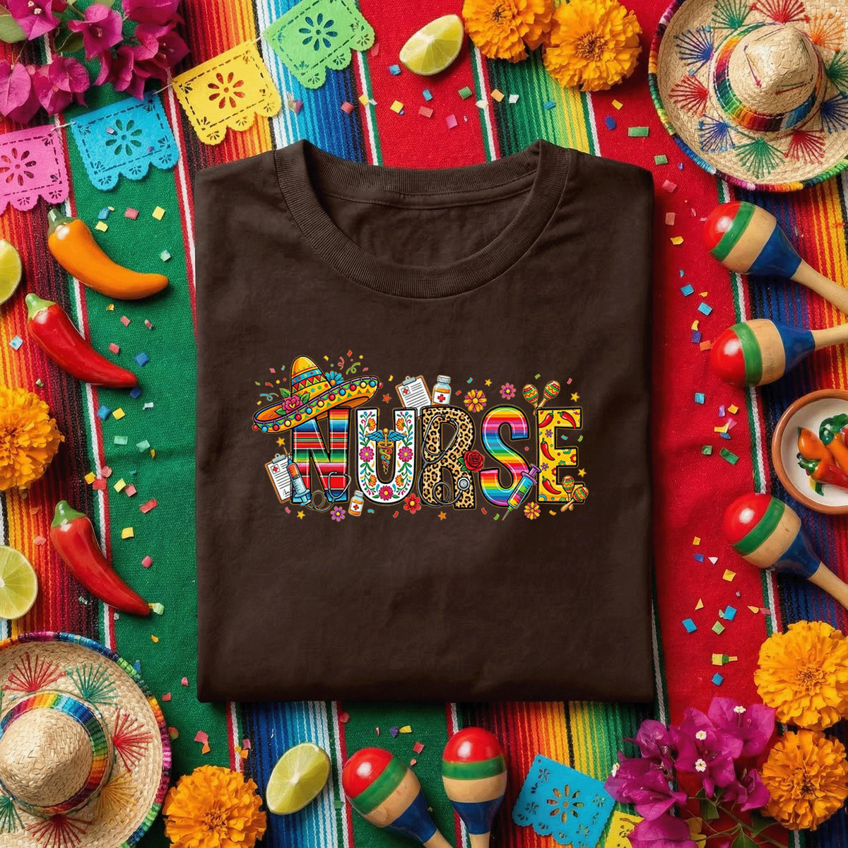 Nurse Cinco De Mayo Shirt Fiesta Nurse Appreciation Tee, Mexican Nurse Week Shirt With Sombrero & Medical Tools