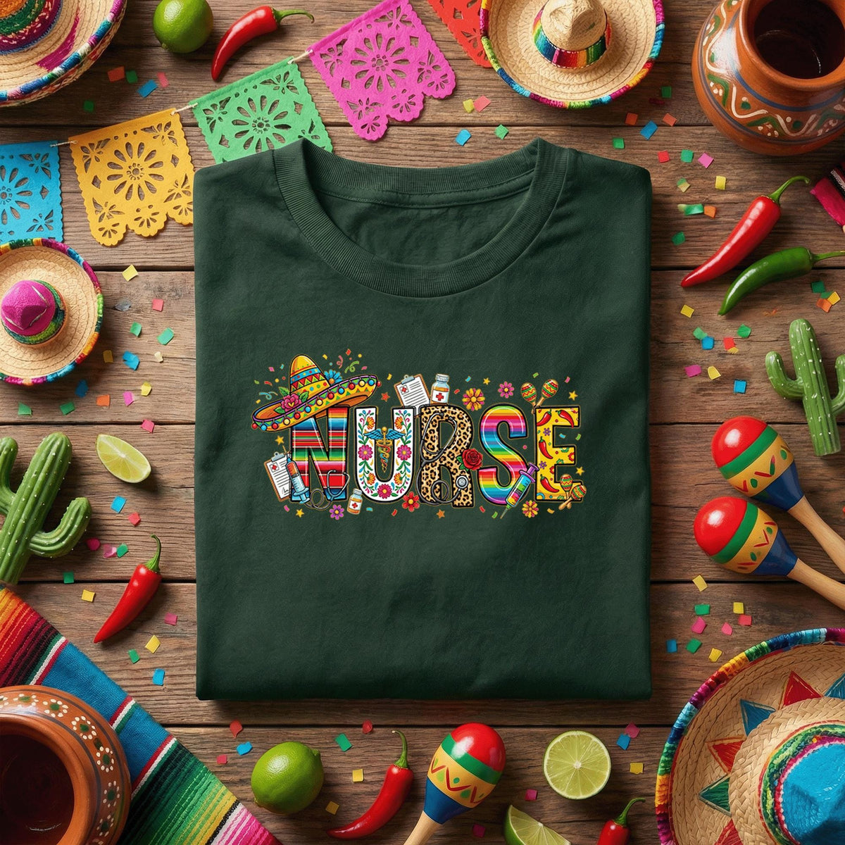 Nurse Cinco De Mayo Shirt Fiesta Nurse Appreciation Tee, Mexican Nurse Week Shirt With Sombrero & Medical Tools, Funny Nurse Party Tee