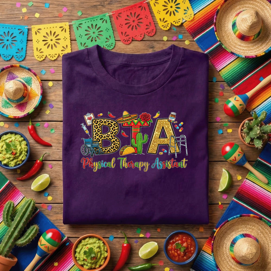 Cinco De Mayo PTA Shirt Physical Therapy Assistant Tee, Funny Fiesta Physical Therapy Shirt With Sombrero Cactus Taco, PTA Pride Tee