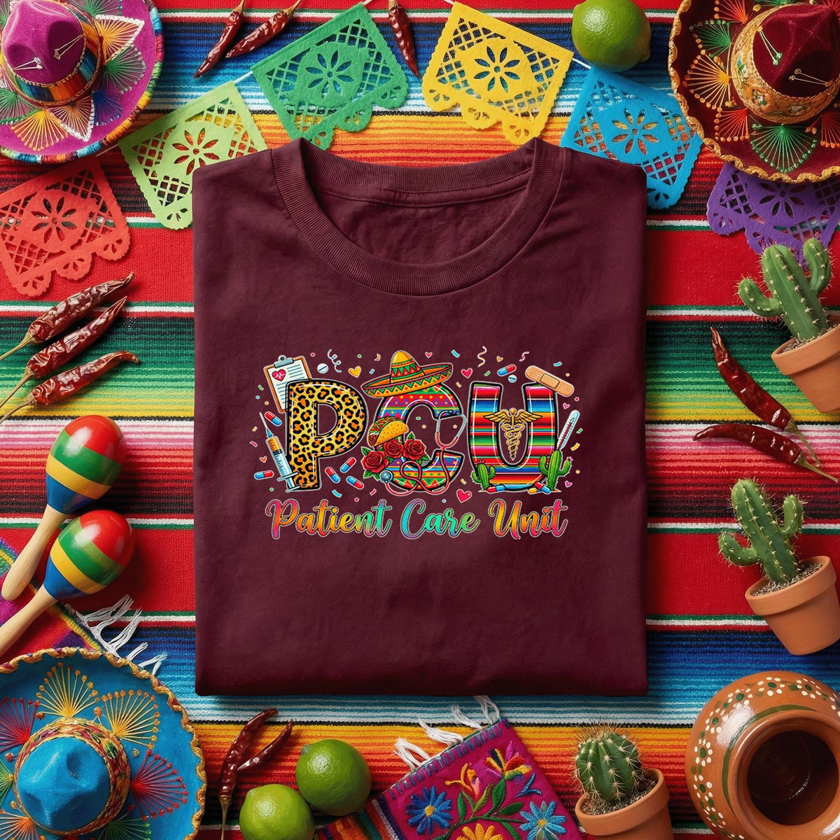 PCU Nurse Cinco De Mayo Shirt Patient Care Unit Nurse Fiesta Tee, Funny PCU Nurse Appreciation Shirt, Mexican Medical Nurse Party Tee