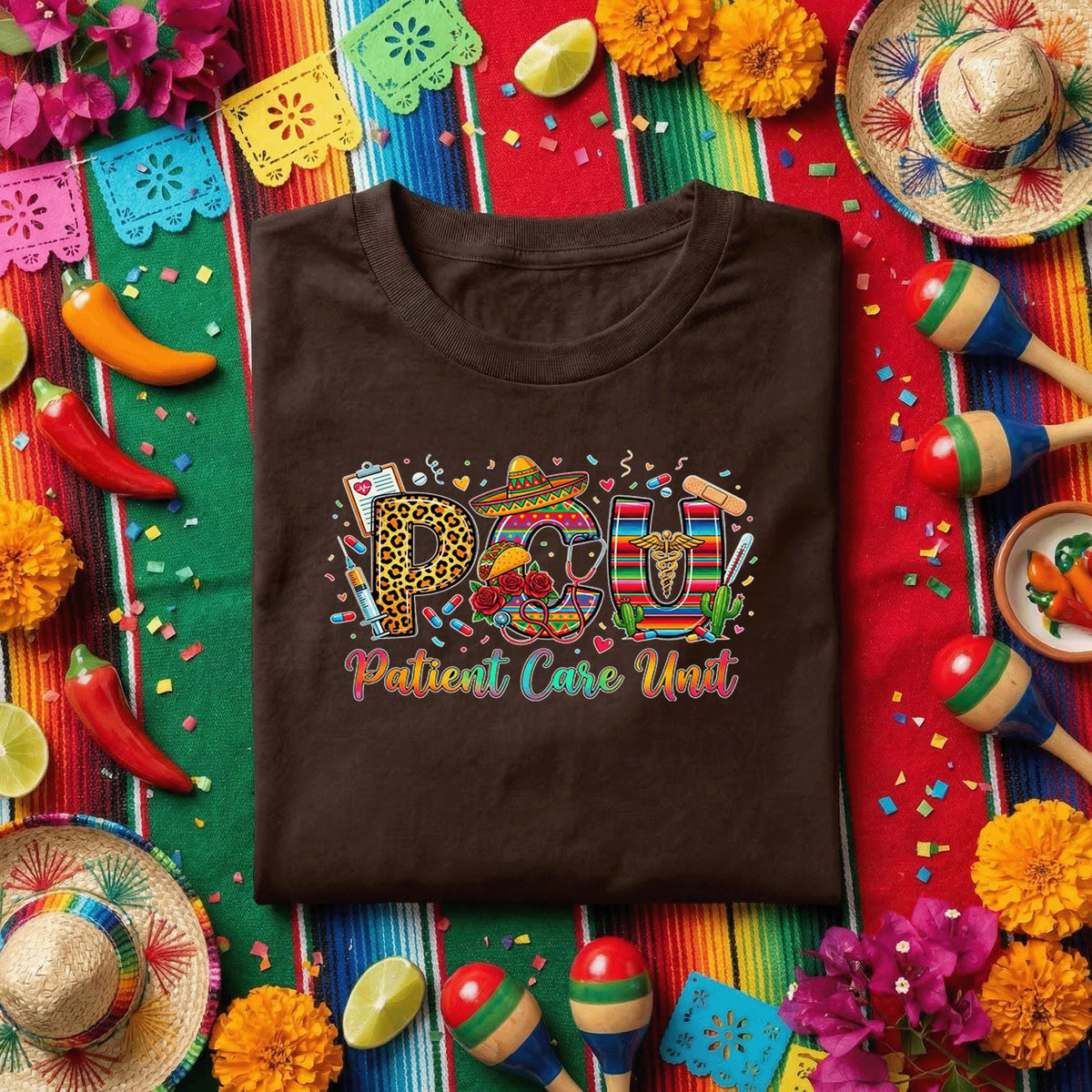 PCU Nurse Cinco De Mayo Shirt Patient Care Unit Nurse Fiesta Tee, Funny PCU Nurse Appreciation Shirt, Mexican Medical Nurse Party Tee