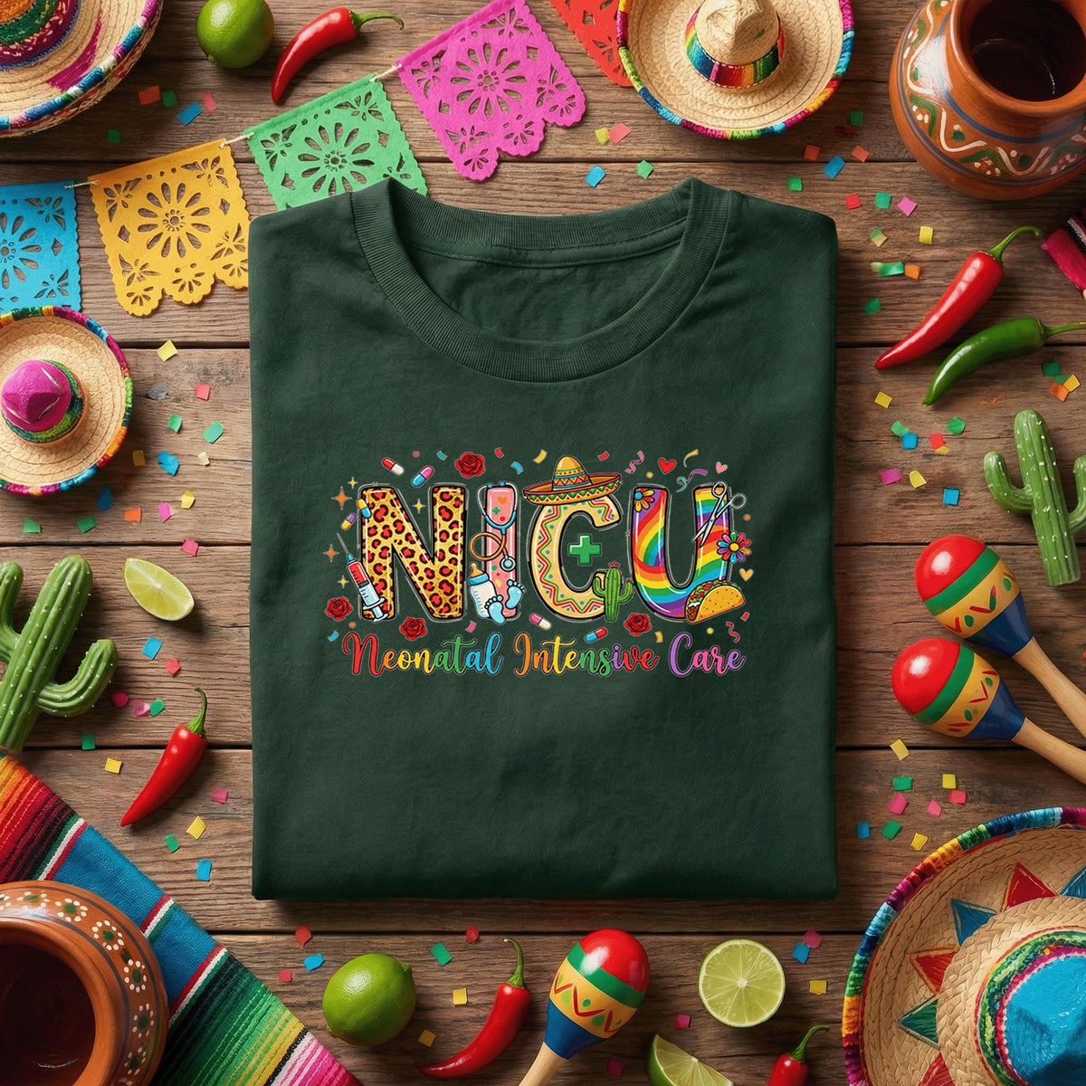 NICU Nurse Cinco De Mayo Shirt Neonatal Intensive Care Unit Nurse Fiesta Tee, Funny NICU Nurse Appreciation Mexican Medical Shirt