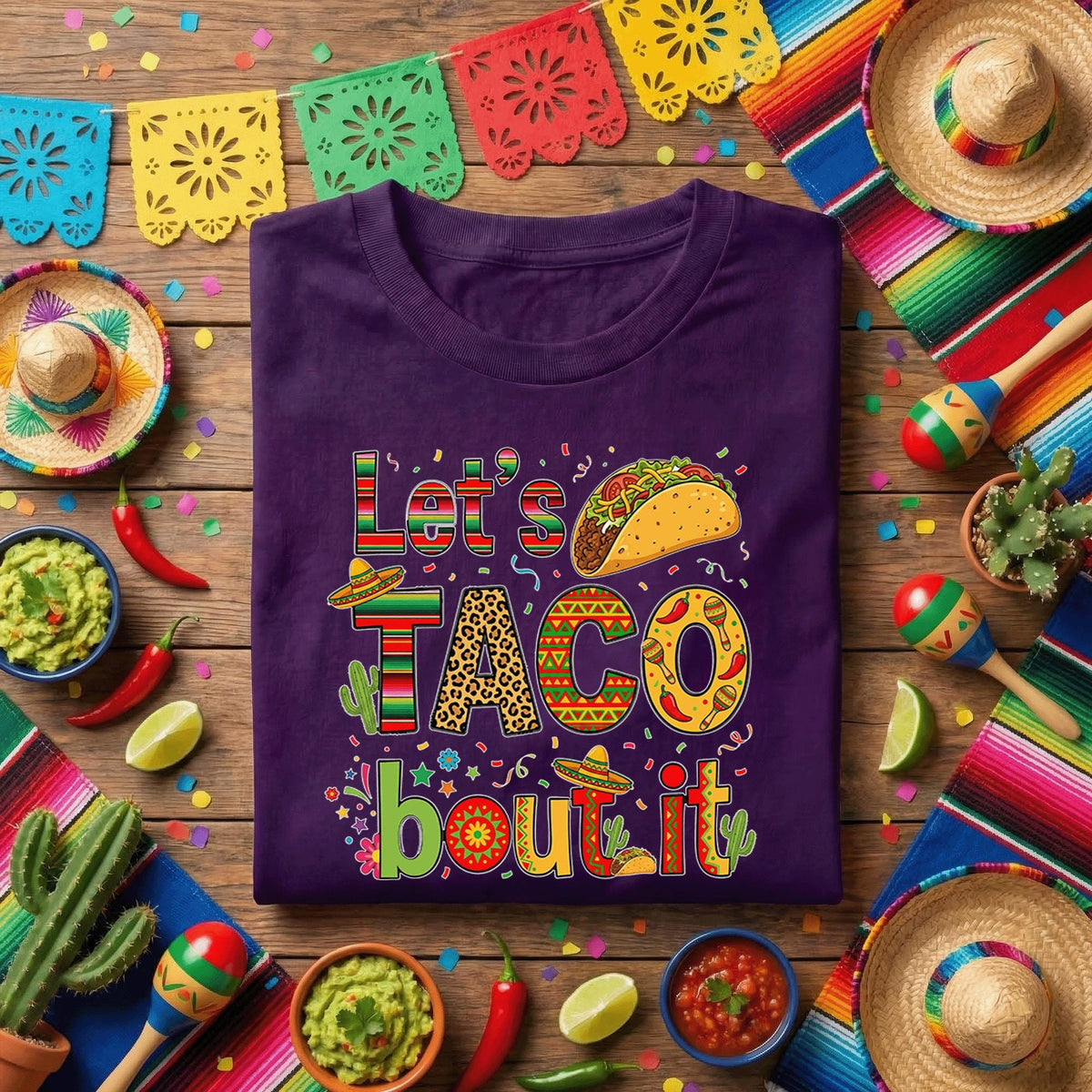 Let’s Taco Bout It Cinco De Mayo Shirt Funny Taco Fiesta Tee Mexican Party Shirt Taco Lover Cinco De Mayo Celebration Shirt