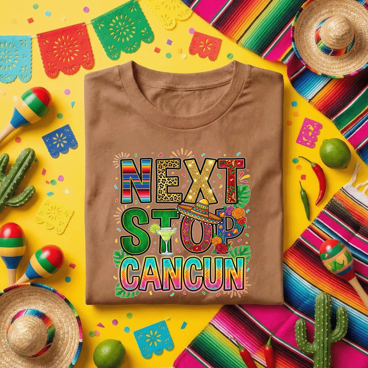 Next Stop Cancun Cinco De Mayo Shirt Funny Mexico Vacation Fiesta Tee, Cancun Trip Party Shirt Margarita Lover Travel Shirt