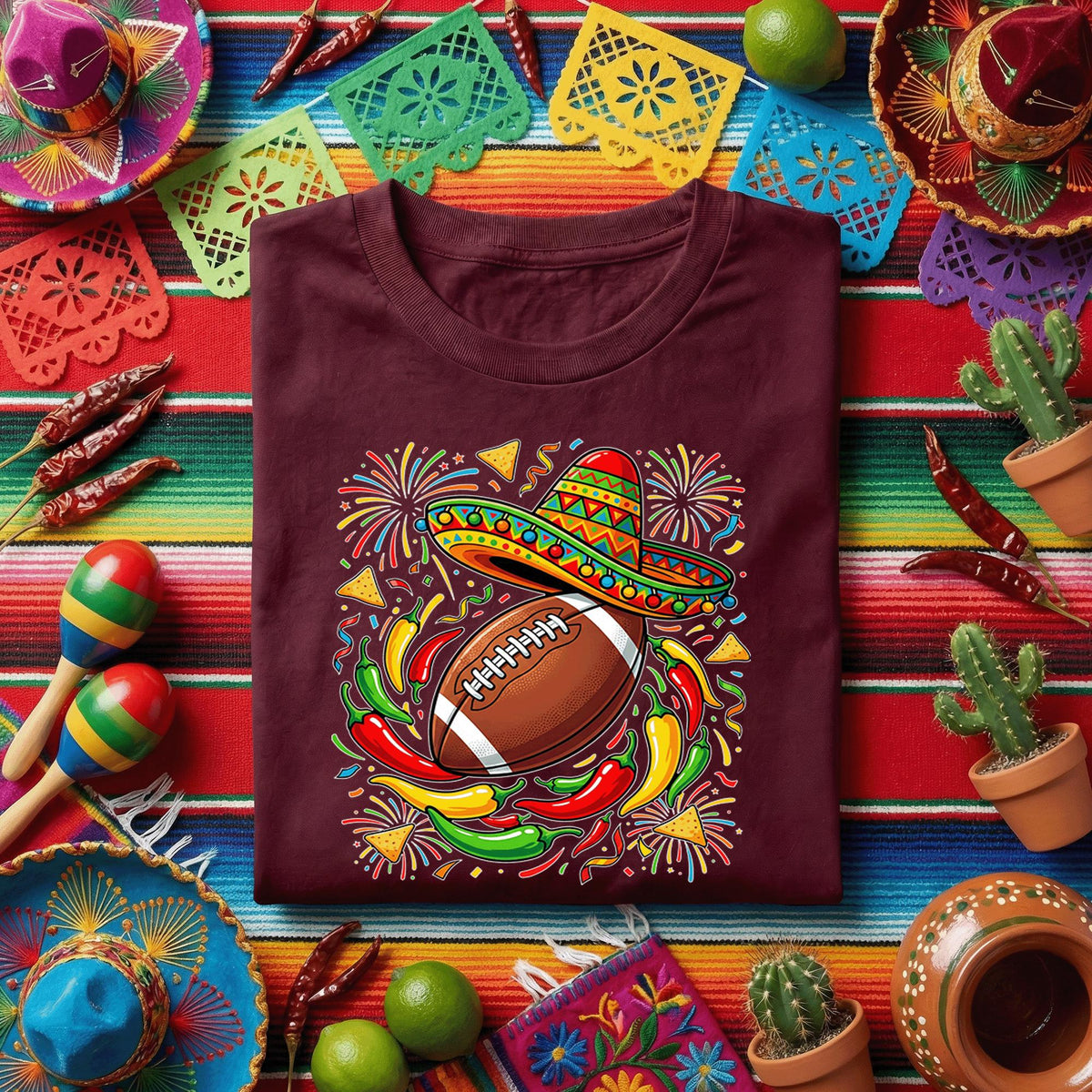 Cinco De Mayo Football Shirt Sombrero Football Fiesta Tee Mexican Fiesta Game Day Shirt Funny Football Fan Taco Party Shirt