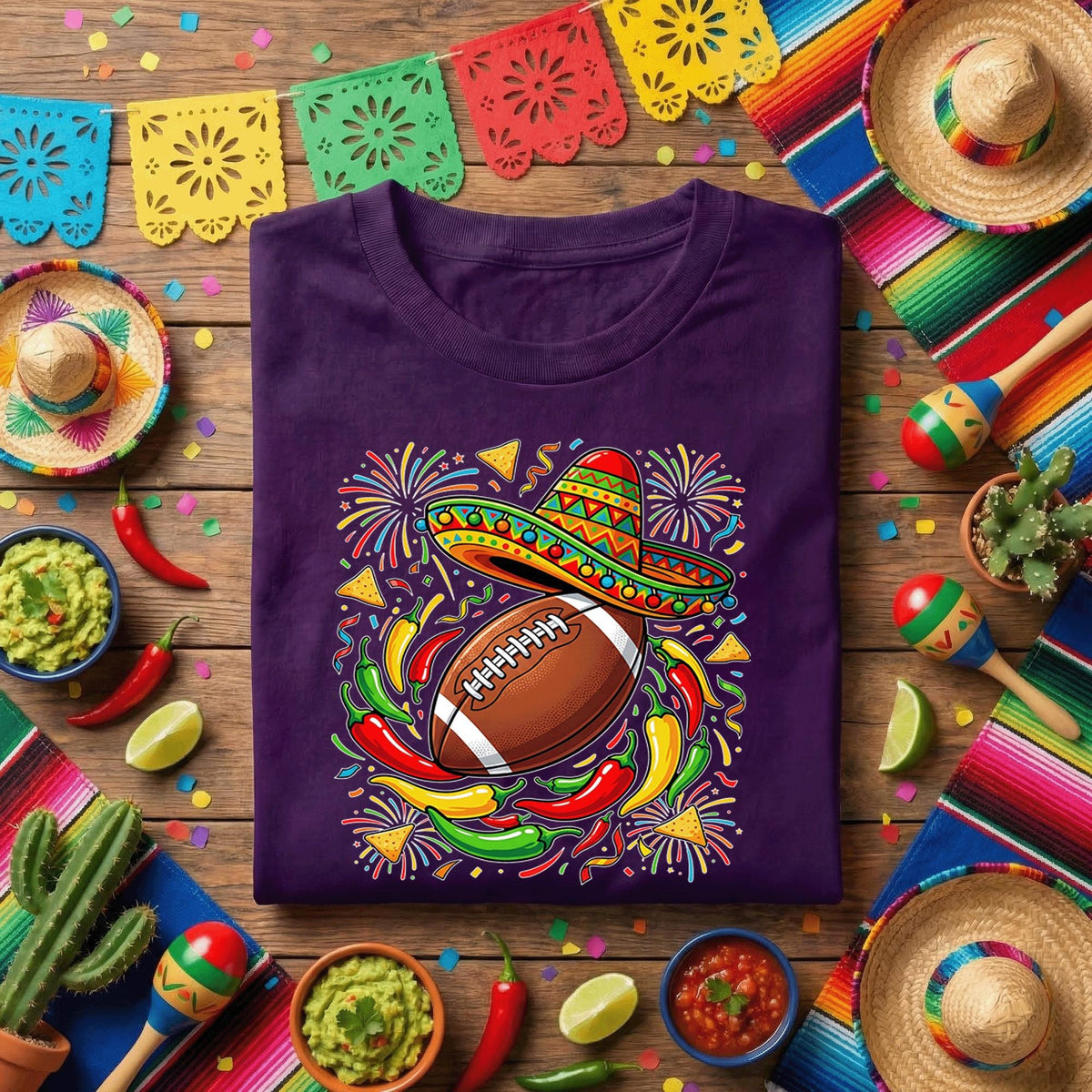 Cinco De Mayo Football Shirt Sombrero Football Fiesta Tee Mexican Fiesta Game Day Shirt Funny Football Fan Taco Party Shirt
