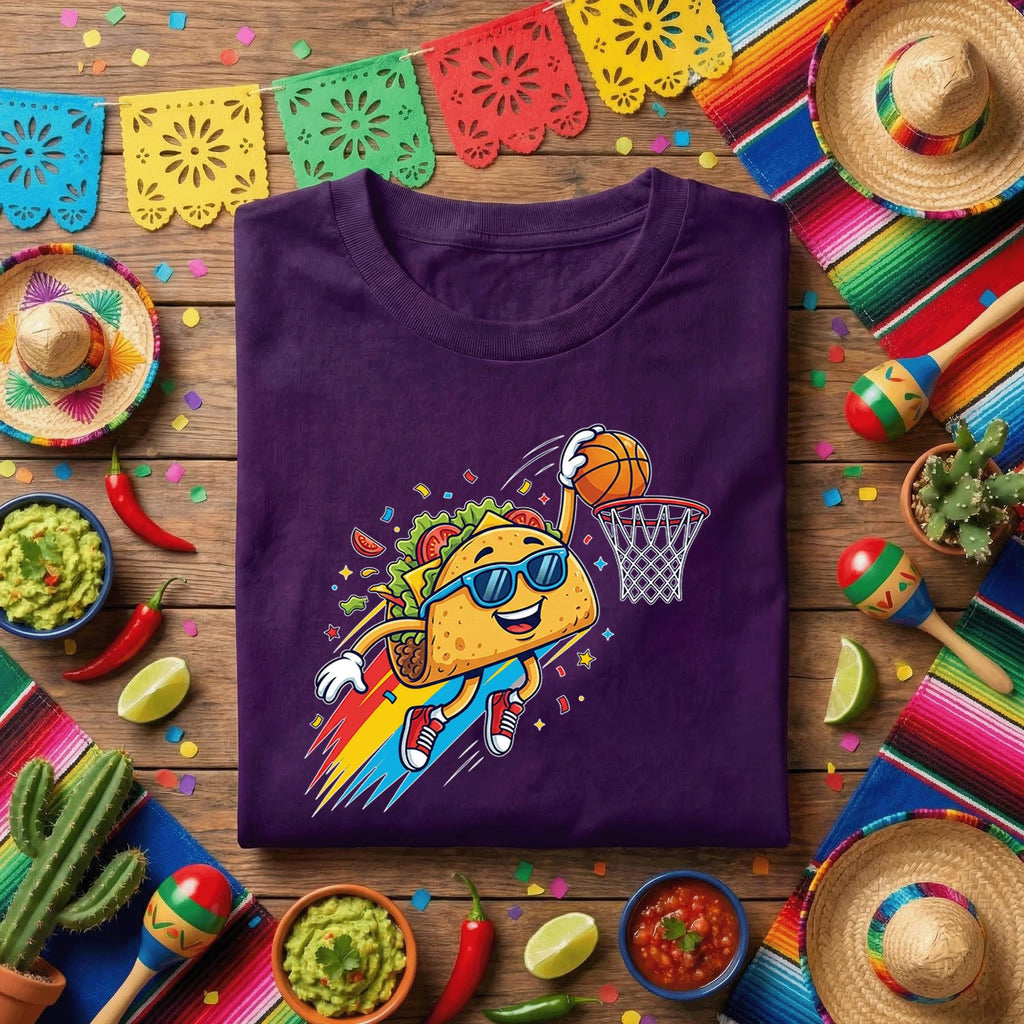 Funny Taco Basketball Shirt Cinco De Mayo Taco Dunk Tee Mexican Fiesta Basketball Player Shirt Taco Lover Sports Tee