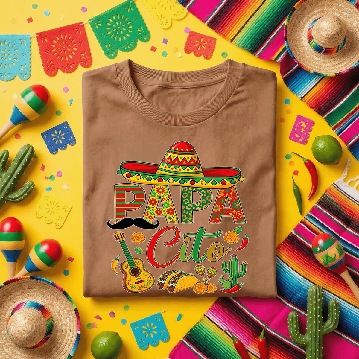 Papa Cito Cinco De Mayo Shirt Funny Mexican Dad Fiesta Tee Sombrero Mustache Taco Guitar Tee Cinco De Mayo Party Shirt