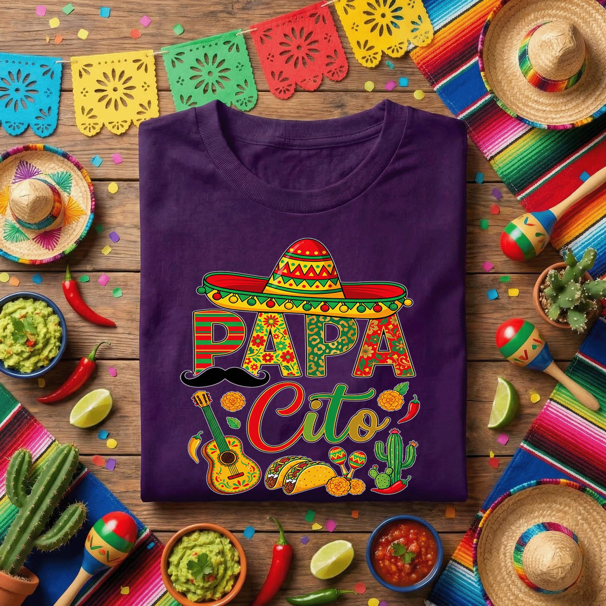 Papa Cito Cinco De Mayo Shirt Funny Mexican Dad Fiesta Tee Sombrero Mustache Taco Guitar Tee Cinco De Mayo Party Shirt