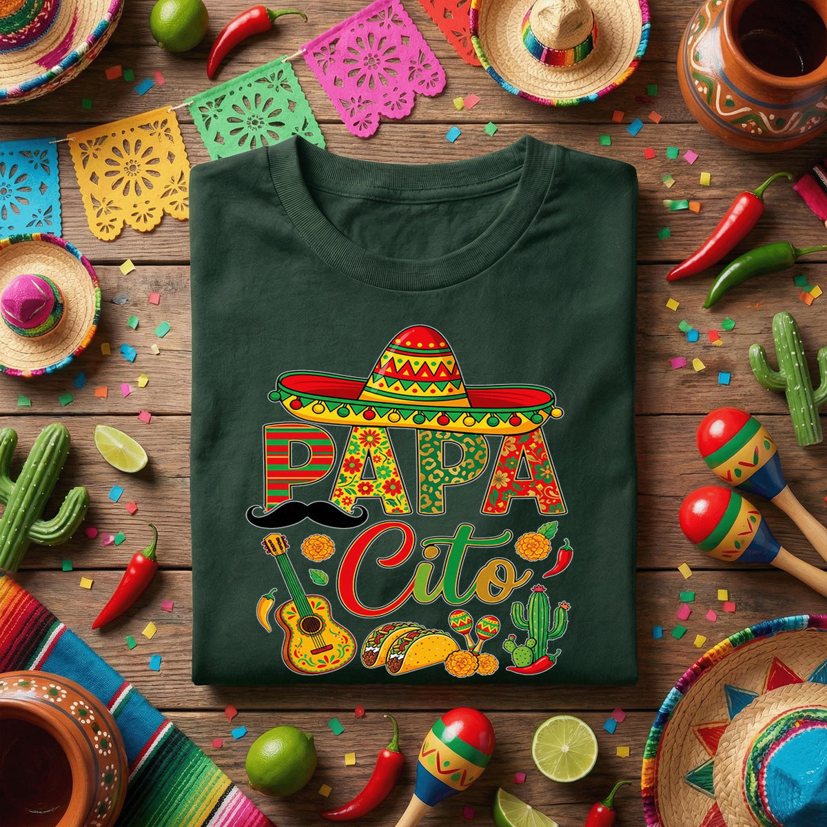Papa Cito Cinco De Mayo Shirt Funny Mexican Dad Fiesta Tee Sombrero Mustache Taco Guitar Tee Cinco De Mayo Party Shirt
