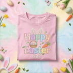 Happy Easter Bunny Shirt, Cute Pastel Bunny Ears Easter Tee, Easter Basket Bunny Graphic Shirt, Spring Egg Hunt Holiday Gift