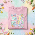 Happy Easter Pastel Bunny Shirt, Cute Easter Bow Bunny Graphic Tee