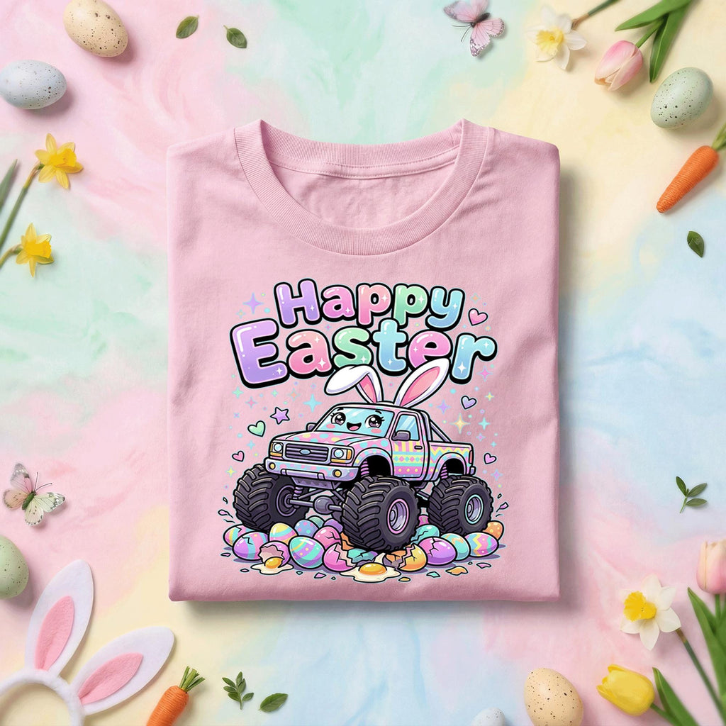 Cute Easter Monster Truck Shirt, Happy Easter Bunny Truck Tee, Kawaii Easter Truck Graphic Shirt, Kids Egg Hunt Spring Gift