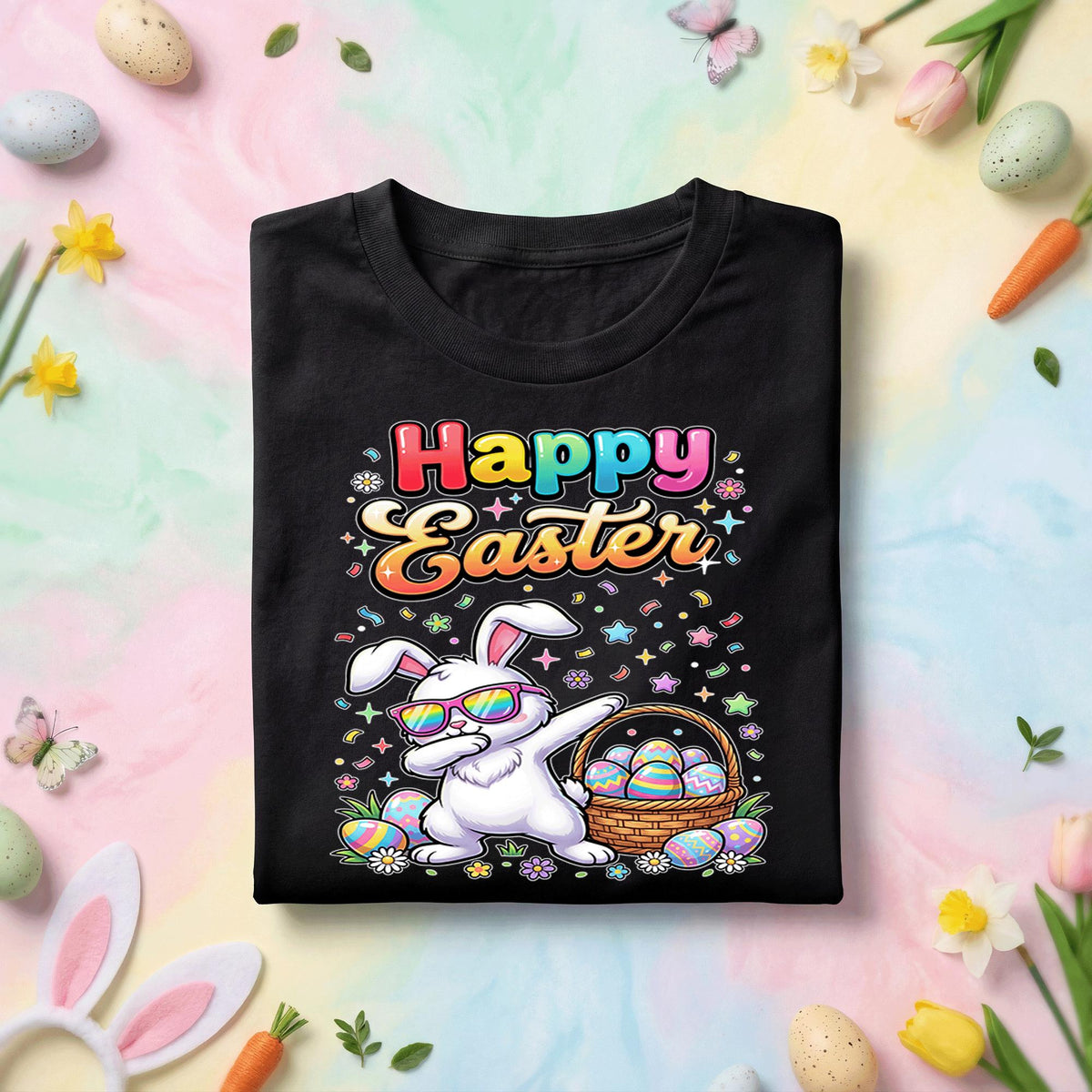 Funny Dabbing Easter Bunny Shirt, Happy Easter Bunny With Sunglasses Tee