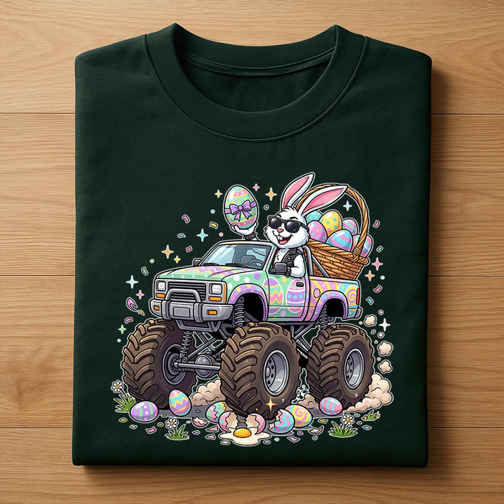 Funny Easter Bunny Monster Truck Shirt, Easter Bunny Truck Graphic Tee, Cute Egg Hunt Monster Truck Shirt, Kids Easter Truck Gift