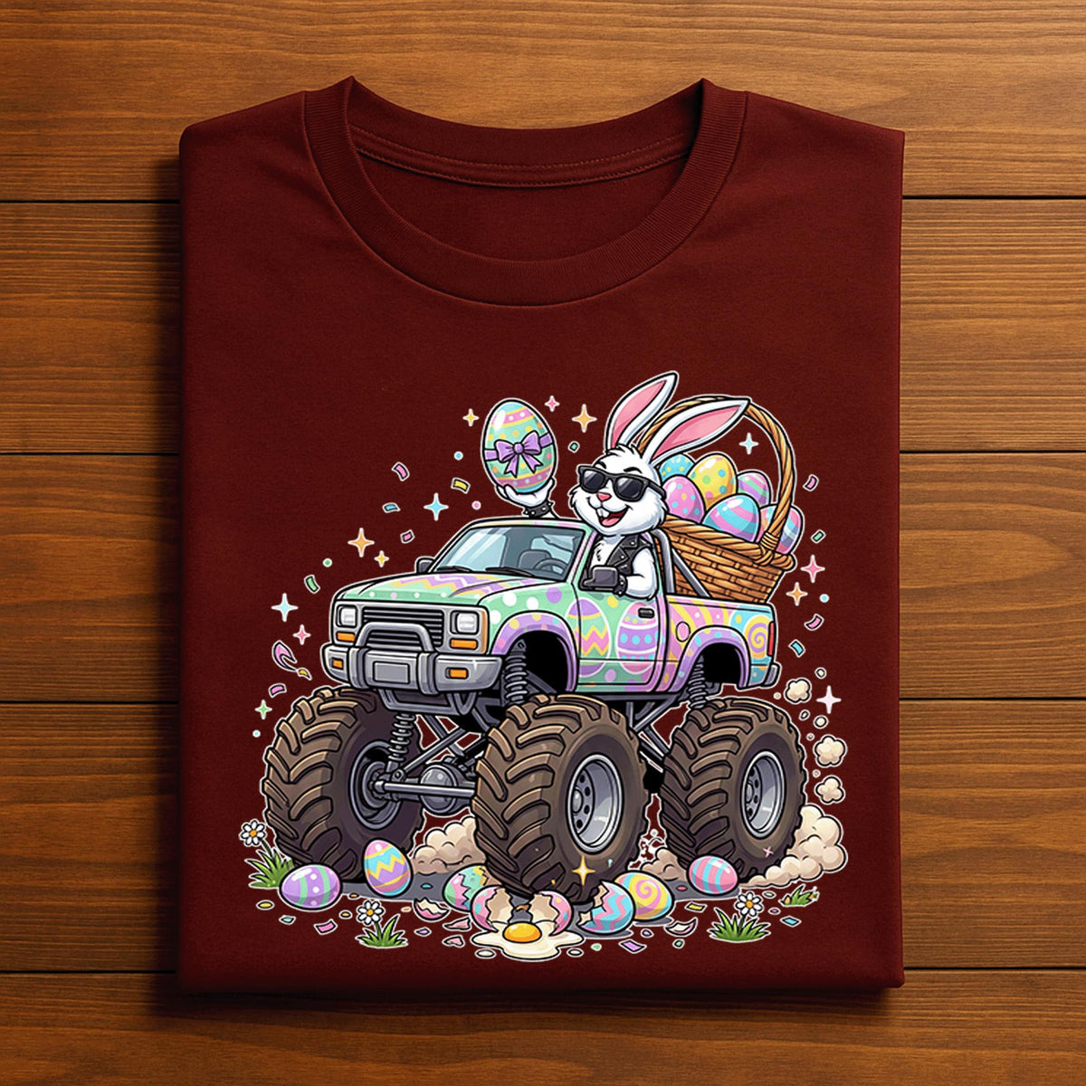 Funny Easter Bunny Monster Truck Shirt, Easter Bunny Truck Graphic Tee, Cute Egg Hunt Monster Truck Shirt, Kids Easter Truck Gift