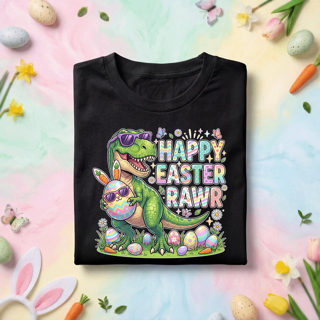 Happy Easter Rawr Dinosaur Shirt, Funny T Rex Easter Egg Graphic Tee