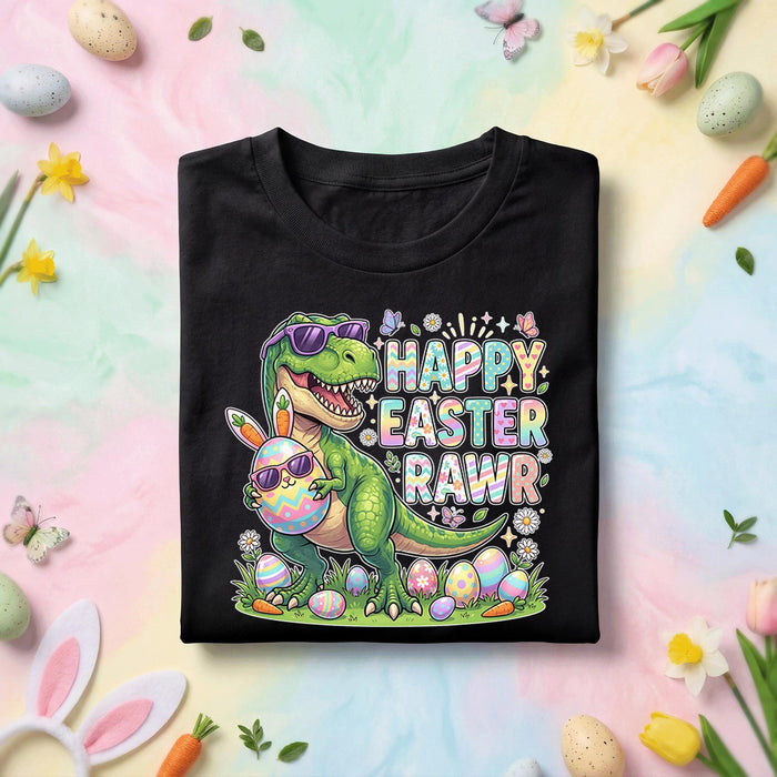Happy Easter Rawr Dinosaur Shirt, Funny T Rex Easter Egg Graphic Tee
