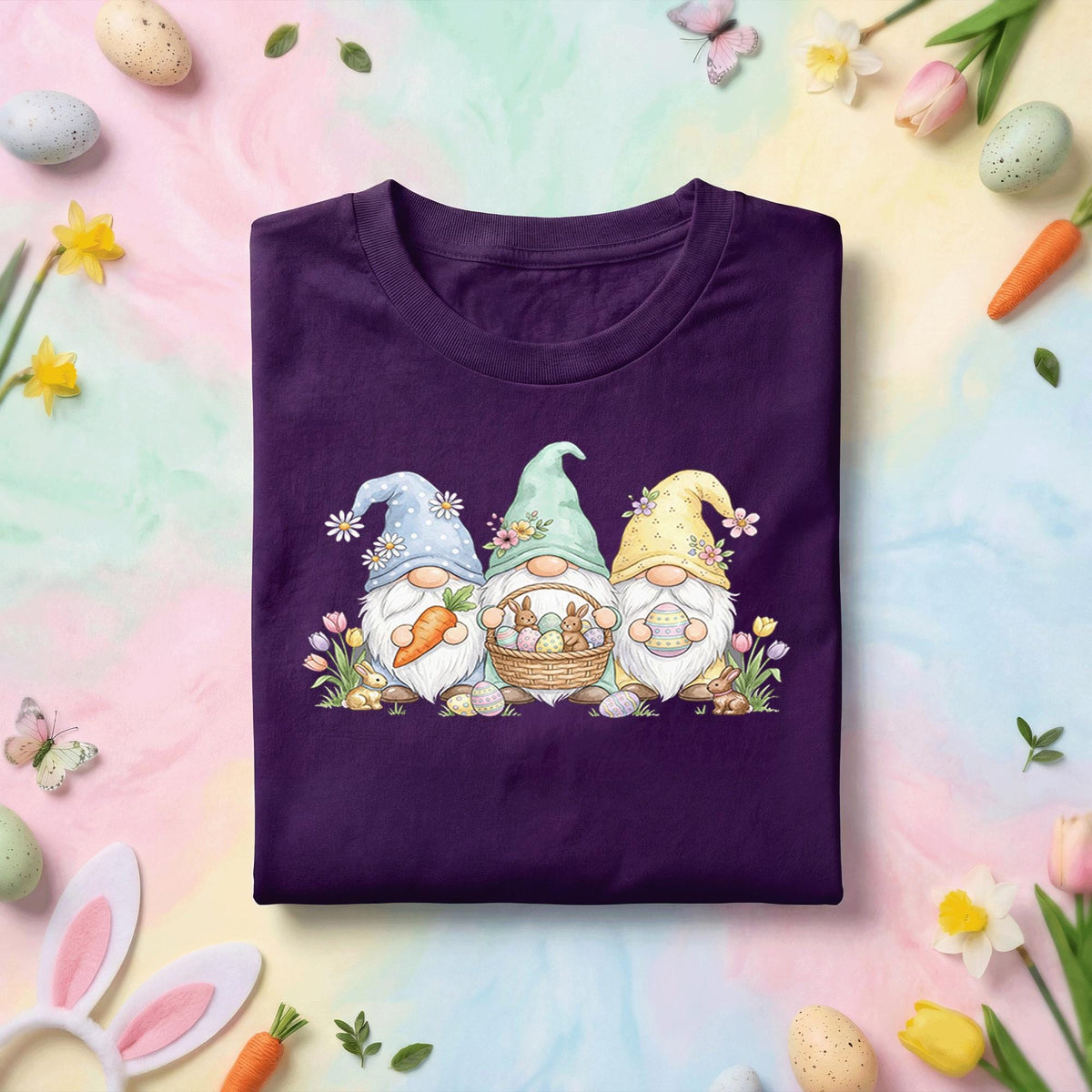 Cute Easter Gnome Shirt Bunny Gnome Easter Graphic Tee, Spring Gnome Easter Bunny Shirt, Easter Egg Hunt Gnome Gift