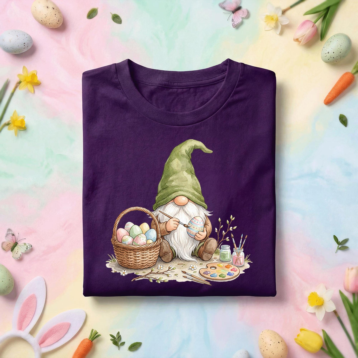 Cute Easter Gnome Painting Eggs Shirt, Spring Easter Gnome Artist Tee, Easter Egg Painting Gnome Shirt, Easter Gift for Gnome Lovers