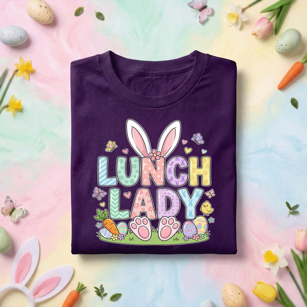Lunch Lady Easter Shirt Funny School Cafeteria Easter Bunny Tee, Cute Lunch Lady Easter Shirt with Bunny Ears, Teacher Staff Easter Gift