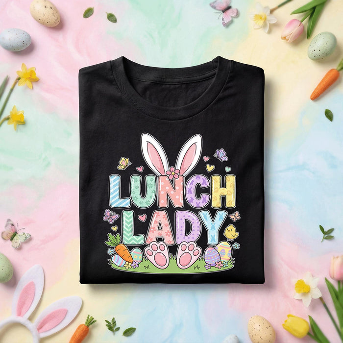 Lunch Lady Easter Shirt Funny School Cafeteria Easter Bunny Tee, Cute Lunch Lady Easter Shirt with Bunny Ears