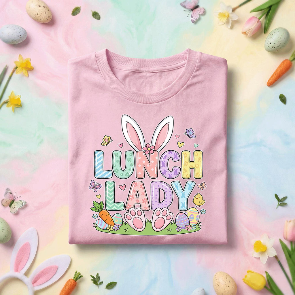Lunch Lady Easter Shirt Funny School Cafeteria Easter Bunny Tee, Cute Lunch Lady Easter Shirt with Bunny Ears, Teacher Staff Easter Gift