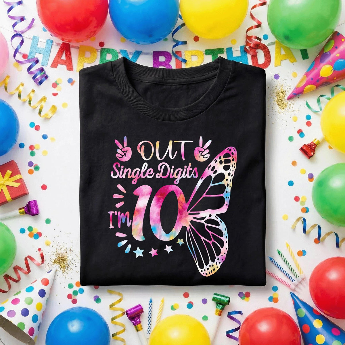 Out Single Digits I'm 10 Birthday Shirt Girls, 10th Birthday Girl Gift