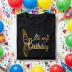 It’s My Birthday Shirt Butterfly Women, Cute Birthday Girl Tee, Gold Butterfly Birthday Outfit, Minimalist Birthday Party Shirt Gift