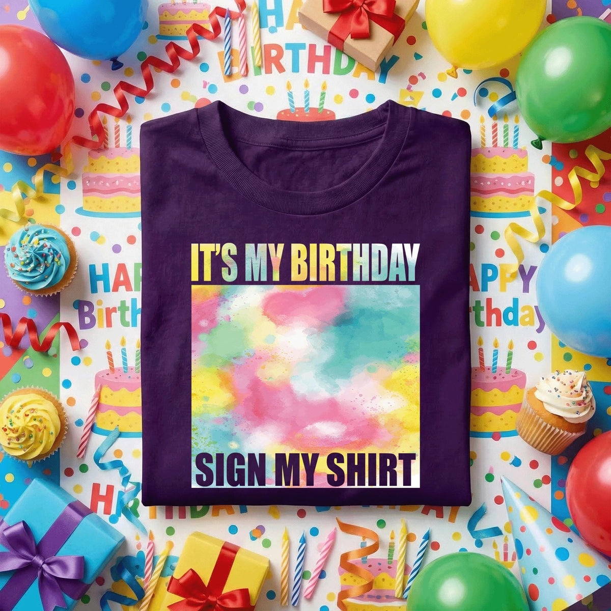 It’s My Birthday Sign My Shirt Women, Colorful Birthday Party Tee Girls, Fun Birthday Outfit for Her, Interactive Birthday Shirt Gift Idea